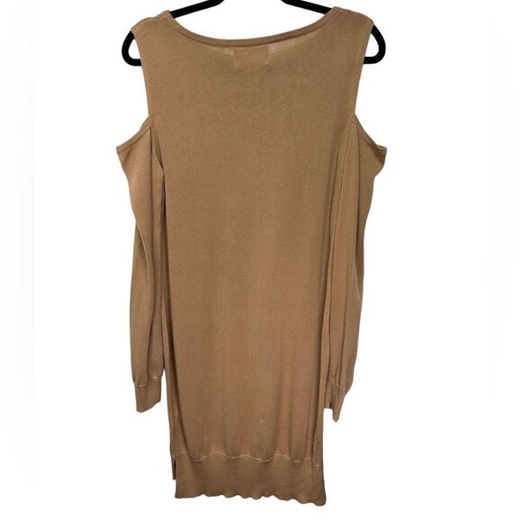 Ruby Moon Tan High Low Bodycon Sweater Dress Long Sleeve Fall Winter Neutral - Picture 4 of 5